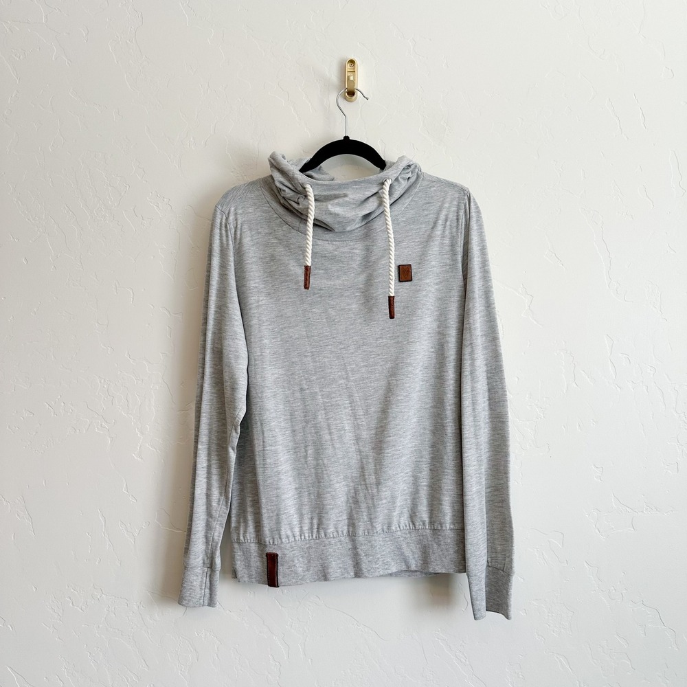 Naketano | Funnel Neck Drawstring Pullover Sweatshirt in Heather Green